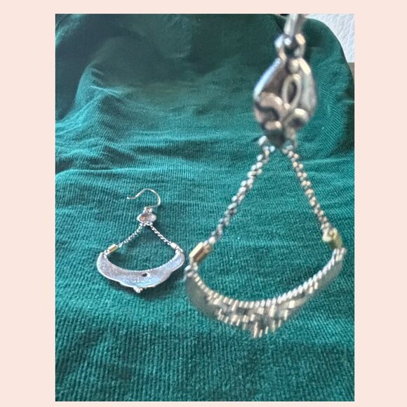 EUC Silpada Swing of Things Engraved .925 Sterling Silver & Brass Earrings W3152 - Picture 3 of 5